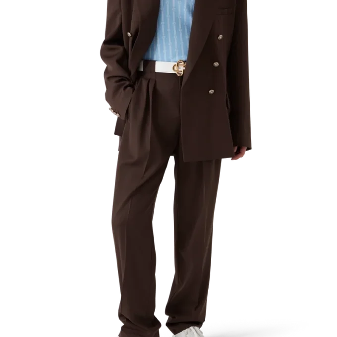 Maßgeschneiderte Plissee-Hose aus Wolle Maßgeschneiderte Plissee-Hose aus Wolle