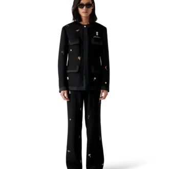 Maßgeschneiderte Jacke aus Wolle mit gesticktem Motiv