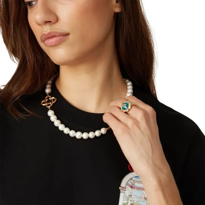 Medium Pearl Logo Halskette