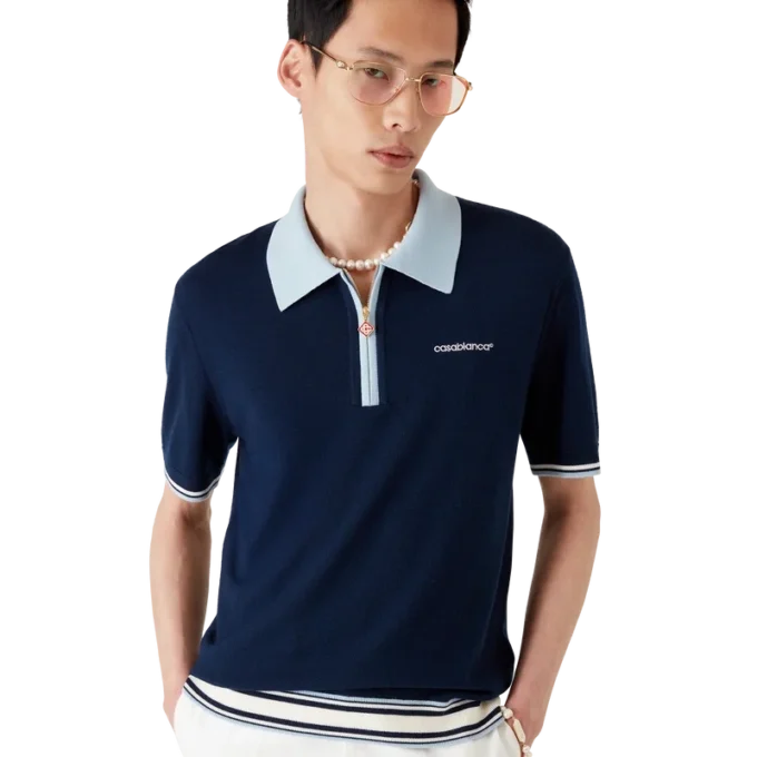Merino-Strick-Tennis-Poloshirt