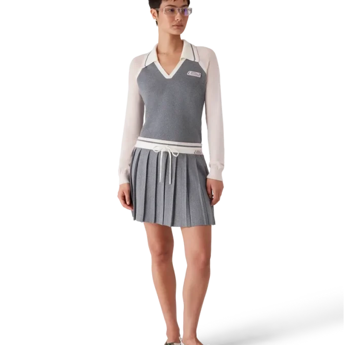 Merino Tennis Langarm-Poloshirt