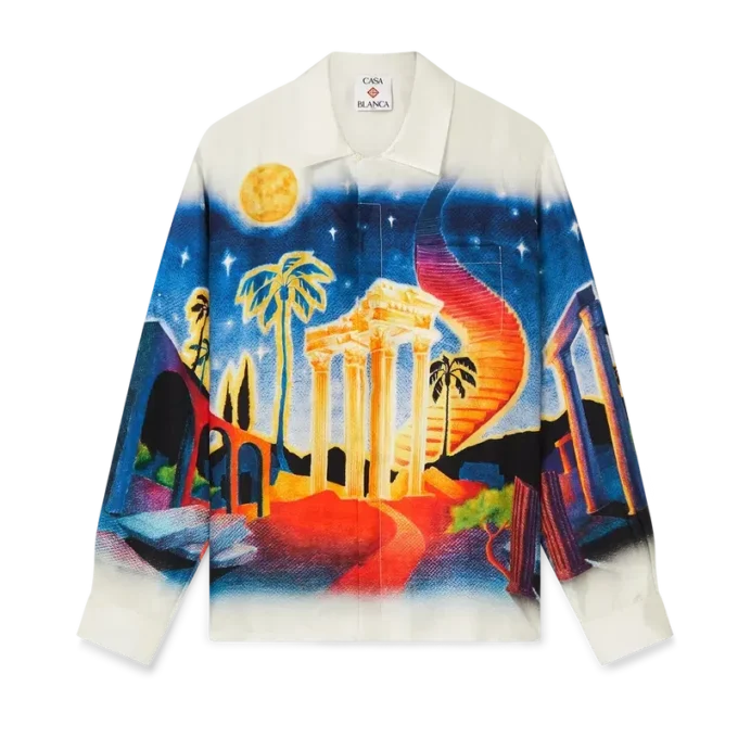 Midnight Acropolis Langarm-Seidenhemd