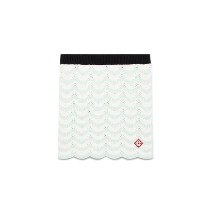 Minirock aus Baumwoll-Häkelstoff mit Wellenmuster