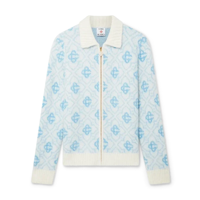 Mohair-Pullover mit Monogramm und Reißverschluss