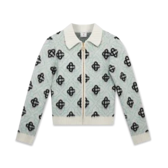 Mohair-Pullover mit Monogramm und Reißverschluss