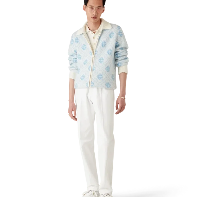 Mohair-Pullover mit Monogramm und Reißverschluss