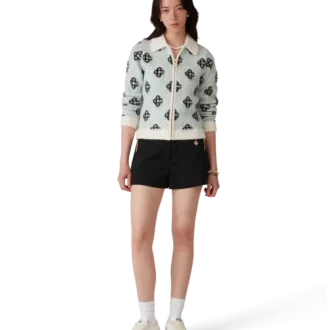 Mohair-Pullover mit Monogramm und Reißverschluss