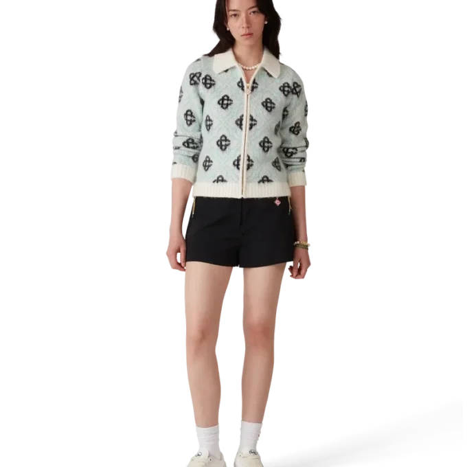 Mohair-Pullover mit Monogramm und Reißverschluss