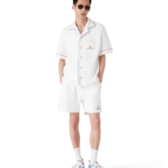 Monogram-Jacquard-Frottee-Hemd mit kurzen Ärmeln