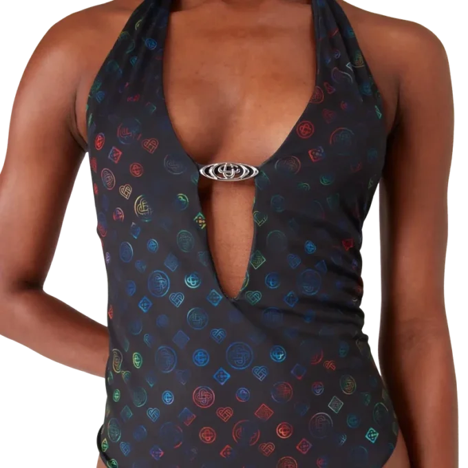 Monogram Plunge-Badeanzug