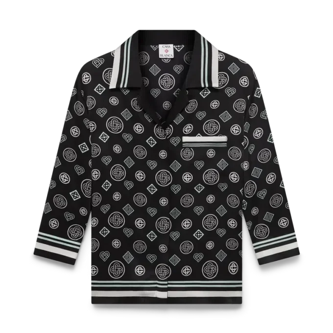 Monogram-Pyjama-Hemd aus Seidensatin Monogram-Pyjama-Hemd aus Seidensatin