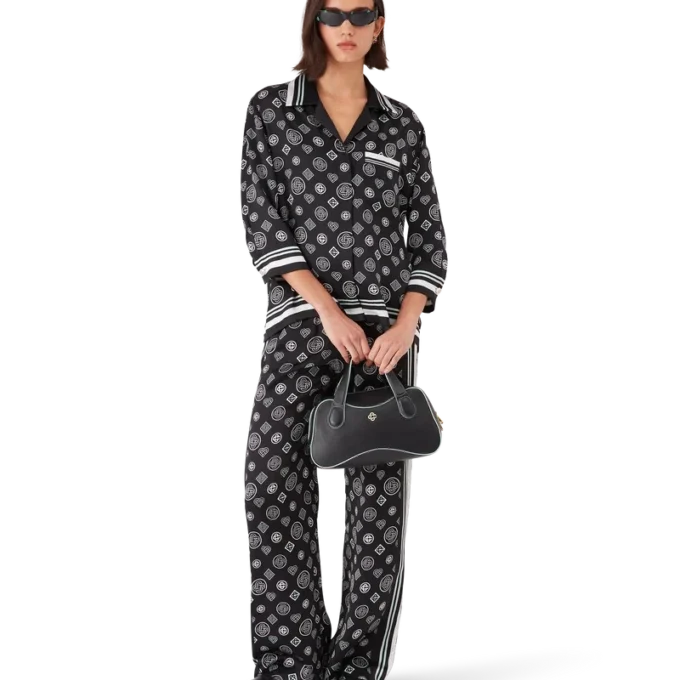 Monogram-Pyjama-Hemd aus Seidensatin Monogram-Pyjama-Hemd aus Seidensatin