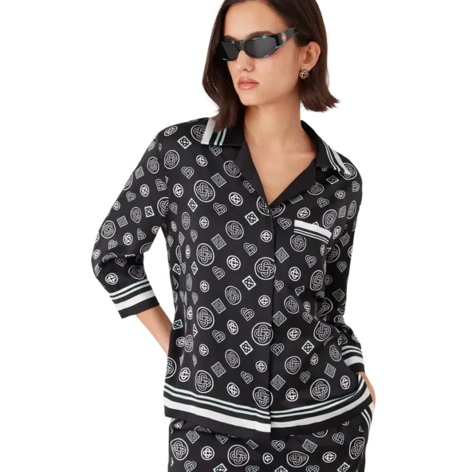 Monogram-Pyjama-Hemd aus Seidensatin Monogram-Pyjama-Hemd aus Seidensatin