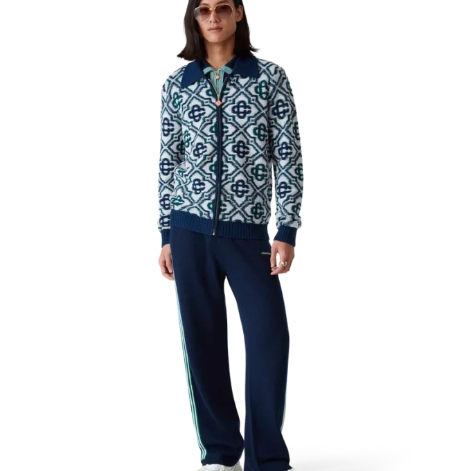 Monogram-Strickpullover mit Reißverschluss