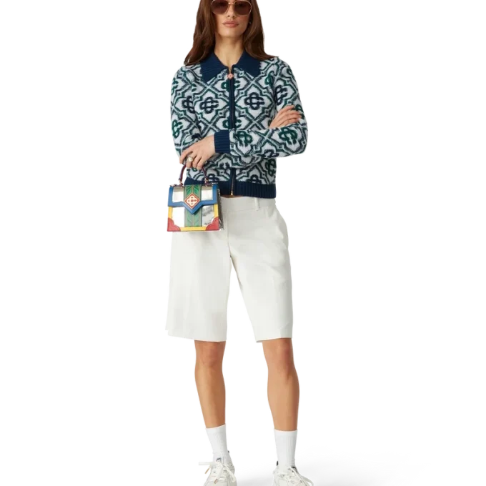 Monogram-Strickpullover mit Reißverschluss