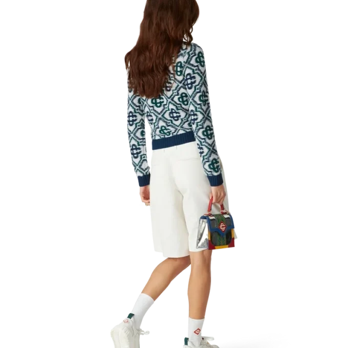 Monogram-Strickpullover mit Reißverschluss