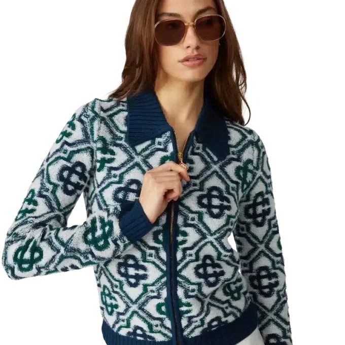 Monogram-Strickpullover mit Reißverschluss