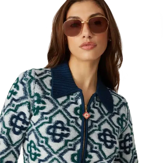 Monogram-Strickpullover mit Reißverschluss