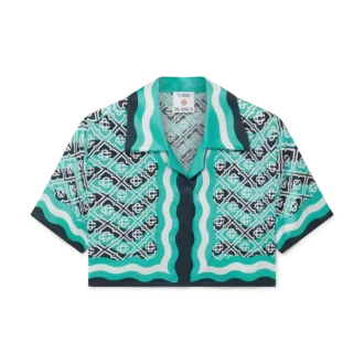 Monogram Wave Cropped Seidenhemd