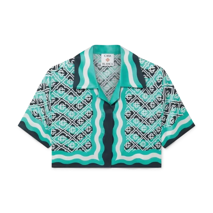 Monogram Wave Cropped Seidenhemd Monogram Wave Cropped Seidenhemd