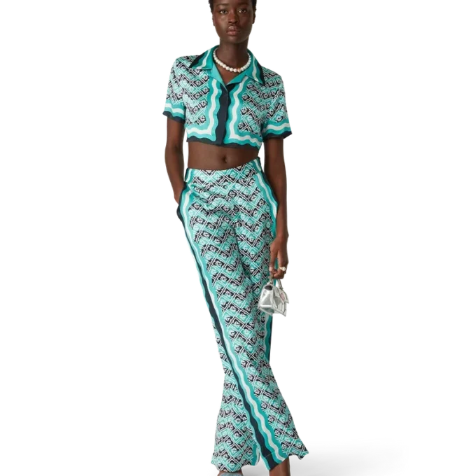 Monogram Wave Cropped Seidenhemd Monogram Wave Cropped Seidenhemd