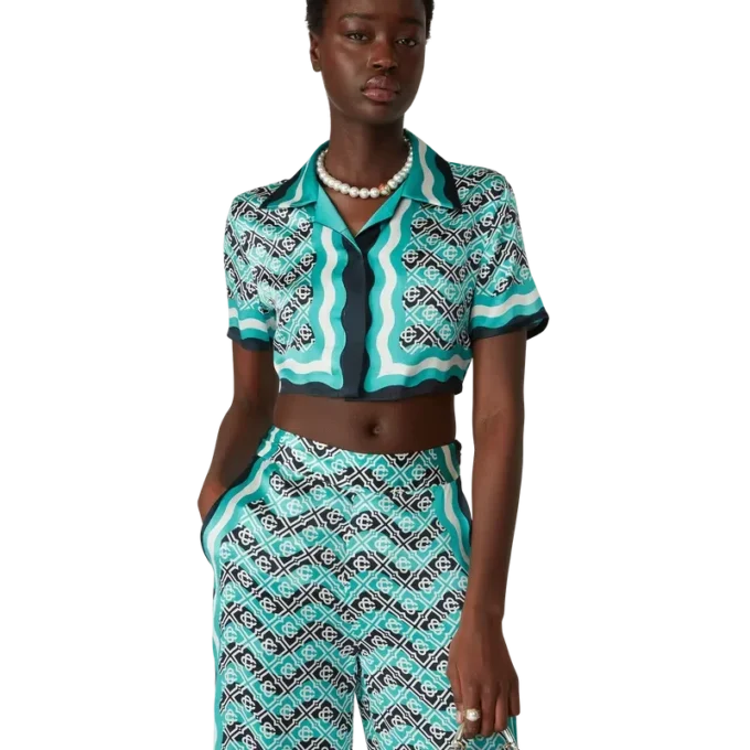 Monogram Wave Cropped Seidenhemd Monogram Wave Cropped Seidenhemd