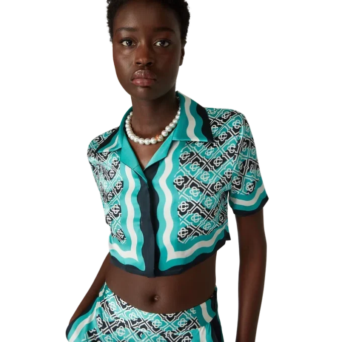 Monogram Wave Cropped Seidenhemd Monogram Wave Cropped Seidenhemd