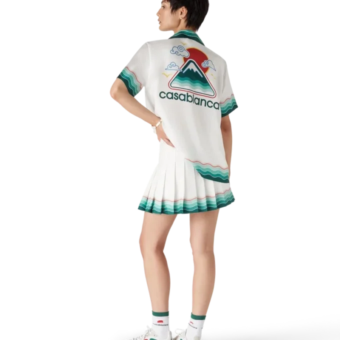 Montagne Ondulee Seidenhemd mit Shorts und kurzen Ärmeln