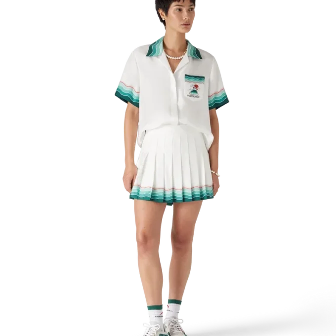 Montagne Ondulee Seidenhemd mit Shorts und kurzen Ärmeln