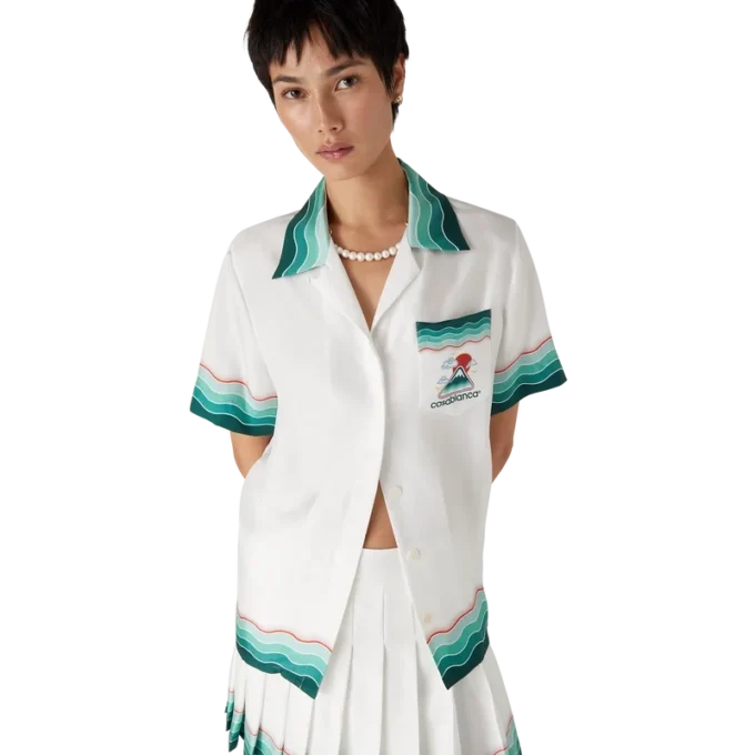 Montagne Ondulee Seidenhemd mit Shorts und kurzen Ärmeln