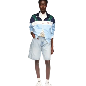 Nylon-Trainingsjacke mit Nadelstreifen