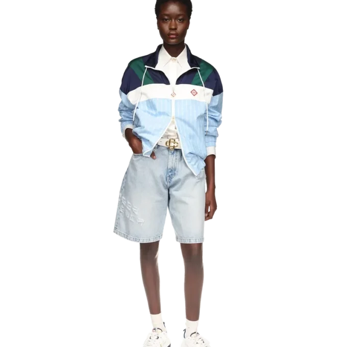 Nylon-Trainingsjacke mit Nadelstreifen