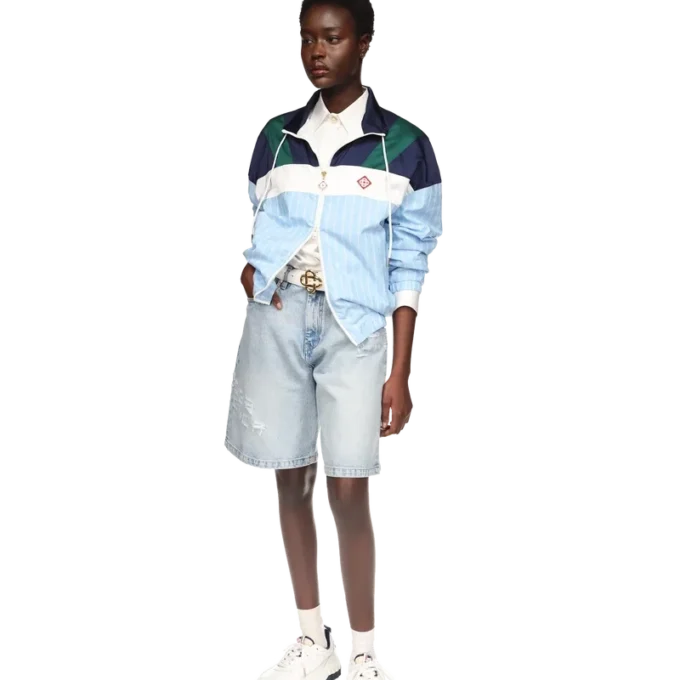 Nylon-Trainingsjacke mit Nadelstreifen