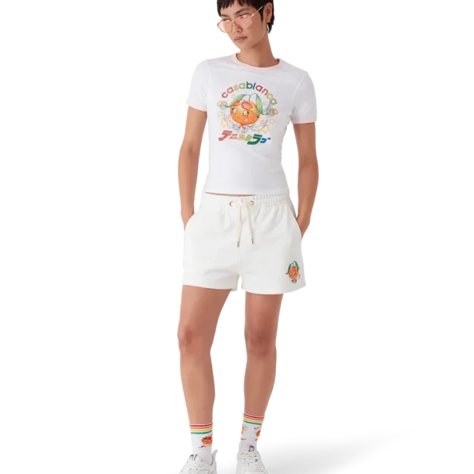 Orangefarbene Mascot-Sweatshorts