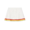 Orangefarbener Plisseerock aus Seidentwill mit Maskottchen