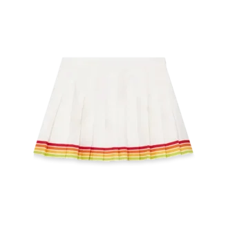 Orangefarbener Plisseerock aus Seidentwill mit Maskottchen