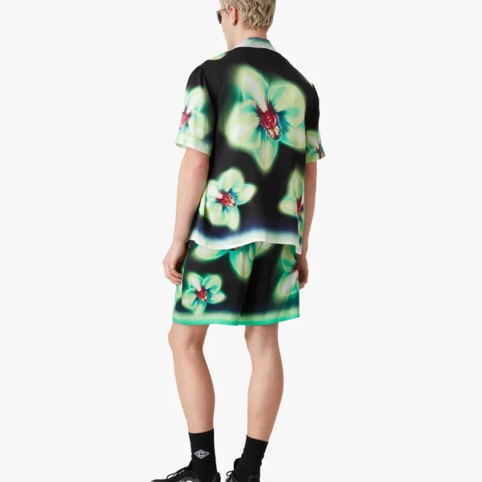 Orchid Glitch Kurzarm-Seidenhemd aus Shorts Orchid Glitch Kurzarm-Seidenhemd aus Shorts