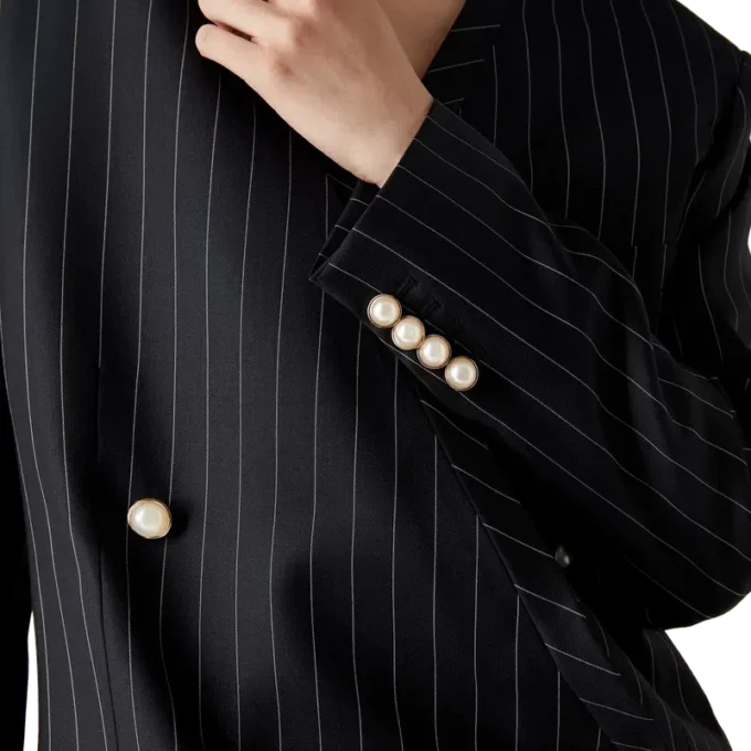 Oversized-Blazer aus Wolle mit Nadelstreifen