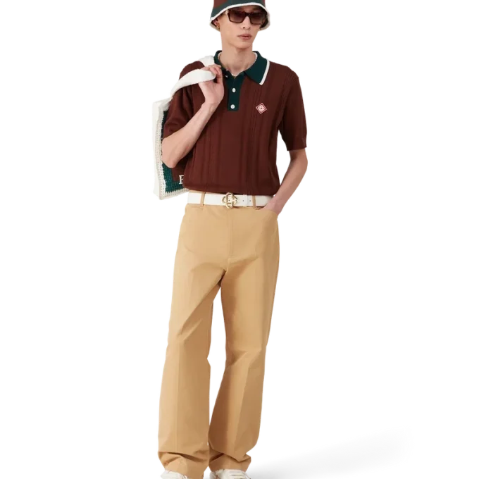 Oversized-Poloshirt mit Zopfmuster