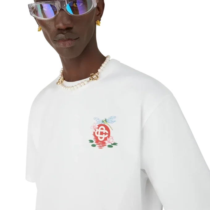 Oversized-T-Shirt mit kurzen Ärmeln und Libellen-Blumenmuster auf den Shorts