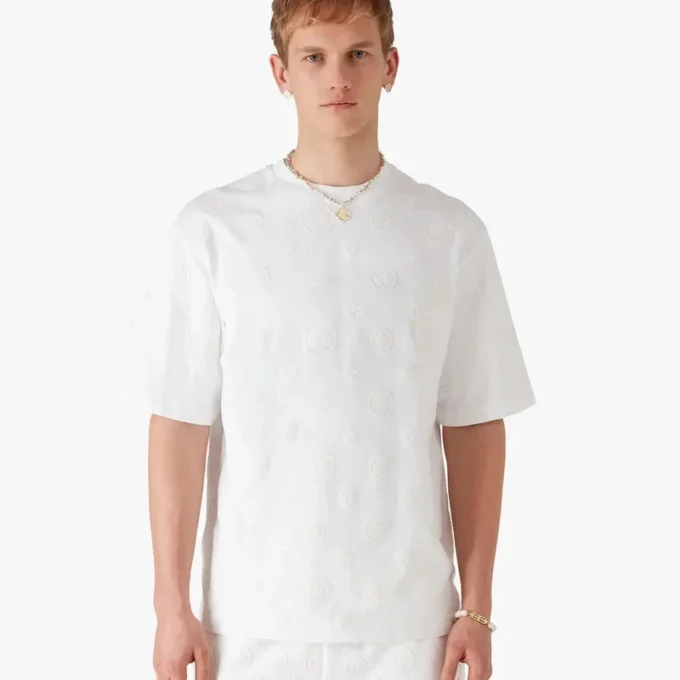 Oversized-T-Shirt mit Monogramm-Applikation und kurzen Ärmeln Oversized-T-Shirt mit Monogramm-Applikation und kurzen Ärmeln