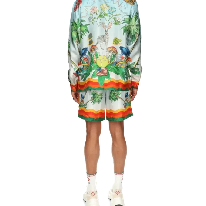 Palm Springs Tennis Club Seidenhemd mit Kubanerkragen