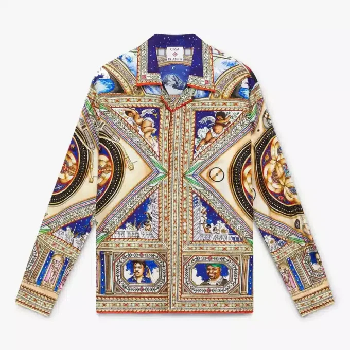 Plafond Orne De Musique Langarm-Seidenhemd