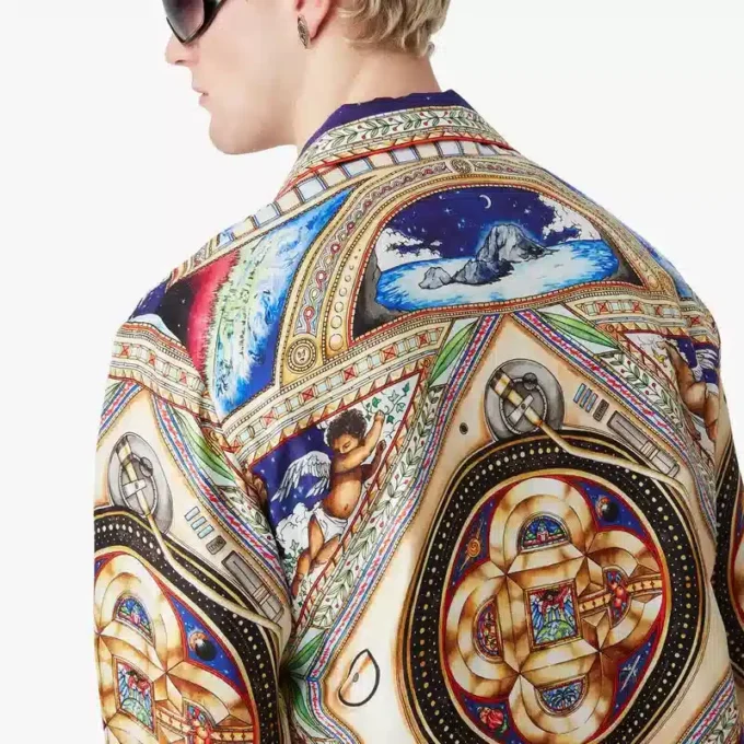 Plafond Orne De Musique Langarm-Seidenhemd