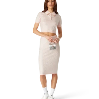 Polohemd aus Strick mit Kristall-Monogramm