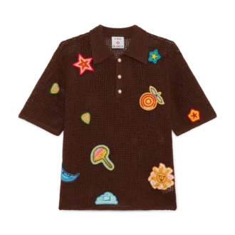 Polohemd mit Häkelmotiv