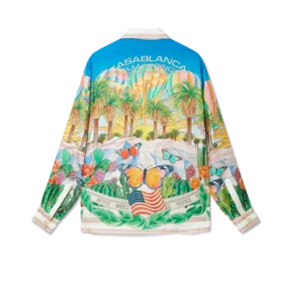 Psychedelisches Seidenhemd mit kubanischem Kragen