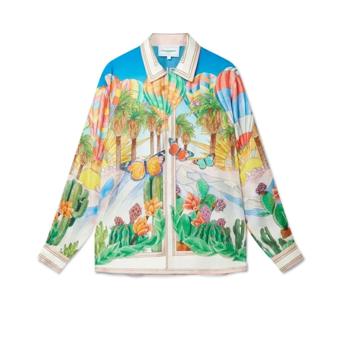 Psychedelisches Seidenhemd mit kubanischem Kragen