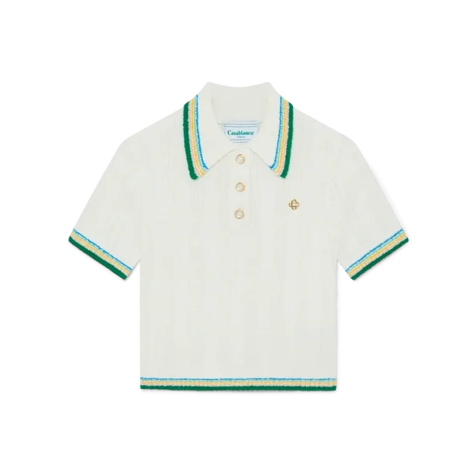 Rib-Bouclé-Poloshirt