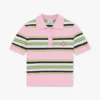 Rosa-grün gestreiftes, tailliertes Poloshirt Rosa-grün gestreiftes, tailliertes Poloshirt